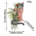 Cat silhouette floral wreath wall decor with dimensions 40x25cm for home garden - Rural Cat Floral Hanging Decor