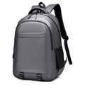 Large capacity dark grey business laptop backpack with waterproof fabric and side mesh pocket - Gray