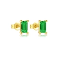 S925 sterling silver stud earrings in gold finish featuring rectangular green gemstones - 925 Silver / Gold Green