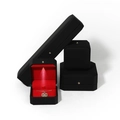 Premium black octagonal jewelry box set with red velvet interior and LED spotlight - Stud Earring Box / Black with LED