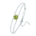 S925 sterling silver double chain bracelet featuring a 1ct lime green moissanite stone - August Natural Peridot