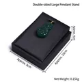 Black brushed jewelry display stand for large pendants with elegant jade buddha showcase - Large Double-Sided Pendant Stand (Black)