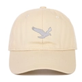 Beige Baumwoll-Baseballkappe mit Adlerstickerei und klassischem gebogenem Schirm - Verstellbar / Beige