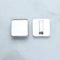 Silver square alloy bezel tray for DIY bracelets with a front and back view display - Chrome Base - Square