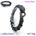 Oxidized black stainless steel snake bracelet for men with rhinestone inlaid scales - Oxidized Black Spirit Snake Bracelet (KB129396-BDJX)