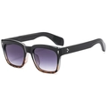 Retro square sunglasses with black and tortoise frame and purple gradient lenses - Black and Tortoise Gradient