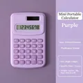 Mini 8-digit purple pocket calculator for students with portable slim design - Purple
