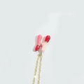 Pink and red enamel balloon heart pendant on a gold O-chain letter necklace - Letter H