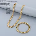 Tabella taglie dettagliata per catena cubana in acciaio al titanio da 7mm con varie lunghezze - Catena con Motivo 3:1 (Oro) / Collana 50cm+Bracciale 20cm