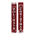 Red and black plaid Christmas banner set with Happy Holidays and Merry Christmas text - XS-07 Buffalo Plaid Happy Holidays