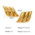 Tableau des tailles pour boucles d'oreilles spirales en acier inoxydable doré 18 carats - Or Texturé Vague