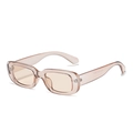 Vintage rectangle sunglasses with transparent peach pink frame and light brown lenses - Transparent Tea Light Tea Lens