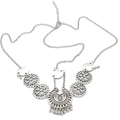 Cadena para cabeza bohemia plateada con colgante de luna y cascabeles estilo vintage - Plata Antigua