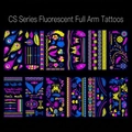 Fluorescent flower arm tattoo stickers with feather and mandala neon designs in 12 packs - 12 Pcs Set Fluorescent CS001-012