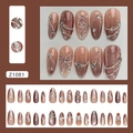 Uñas postizas ojo de gato galaxia con mariposa, perlas y pedrería kit de 30 piezas - Forma de Almendra / Juego de 30 (Con Pegamento) / Galaxia de Mariposas