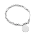 Elastisches Perlenarmband aus Edelstahl mit einem gravierten runden Anhänger - Stahlfarbe