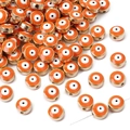 Vibrant orange resin evil eye charm beads for DIY handmade jewelry and bracelets - 10 Pieces Pack / Gold Edge - Orange