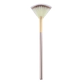 Single fan highlighter brush with silver handle, gold ferrule, and soft bicolored bristles - Small Champagne Fan Brush