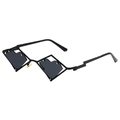 Hip-hop heart sunglasses with black geometric metal frame and creative dark lenses - Black Frame Grey Lens
