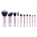 10-teiliges tragbares rosa Make-up-Pinsel-Set mit Verlauf-Borsten auf weißem Grund - 10-Teilige Transparente Griff + OPP Tasche