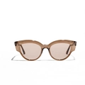 Retro cat-eye sunglasses with translucent brown frames and light tea lenses for women - Light Tea