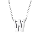 Minimalist silver stainless steel collar necklace featuring a polished letter W pendant - Letter W Style (KN233987-Z)