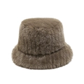 Dettaglio della trama del cappello alla pescatora in finta pelliccia color cammello - M (56-58cm) / Marrone