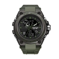Dual-display military green sport watch with waterproof resin strap and digital backlighting - Army Green