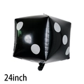 Black 24-inch dice foil balloon with white dots for casino theme party decorations - 24 Inch Black Dice