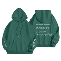 Felpa con cappuccio in pile verde scuro con stampa manica e scritta sul retro - S / Tops / Verde Scuro