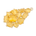 Detailed close-up of golden leaf pendant featuring yellow opal stones in a grape cluster - Type O-Yellow