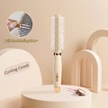Spazzola tonda per capelli bianco crema con dettagli oro rosa e pulitore integrato - Con Artiglio di Pulizia / Pettine per Styling Rotondo (Beige)
