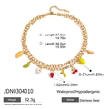 Double-layered 18K gold stainless steel necklace with colorful fruit drip oil pendants - Double Layer Fruit Charm Necklace (JDN0304010)
