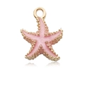 Gold-plated pink enamel starfish pendant charm for earrings and necklaces - Pink Starfish