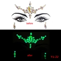 Face jewel set with luminous green glow effect for Halloween EDM parties and festivals - YJ-22