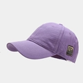 Detail of vintage patch on lavender cotton baseball cap showing denim supplies text - Light Purple