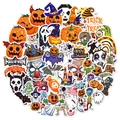 Pegatinas de Halloween con acabado láser, calabazas, fantasmas y máscaras de terror - Holográfico Halloween 50 Piezas Estilo A