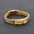 Men's gold-plated 316L stainless steel bracelet with dragon relief and woven dragon bone chain - Gold Color (KB185282-KJX)