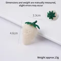 Realistic 4.6cm white strawberry PVC model keychain pendant with green leaves - Dark Leaf White Strawberry (No Buckle)