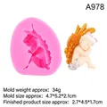 Rosa Silikonform Engel mit Flügeln und Herz für DIY-Schokolade und Kuchendekoration - 3# Schlafender Engel / Rosa