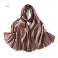 Detail shot of shimmering bronze satin scarf showing smooth texture and high gloss finish - Dark Brown
