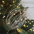Silver glittering Christmas tree spray with sparkling sequins and radial tassel design - 31cm / Flower Pick - Aesthetic Silver