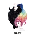 Waterproof temporary tattoo sticker TH-232 with colorful mirrored artistic female figures - Th-232 / 210*148mm