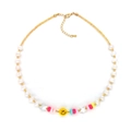 Natural freshwater pearl necklace with smiley face pendant and colorful clay beads - Star Smiley Pearl Series