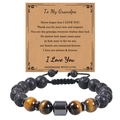Detail of 10mm lava and tiger eye stone beads on a gift card for Grandpa - To My Grandpa
