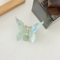 Elegant aurora butterfly hair claw clip with colorful acetate finish and gold metal spring - Light Green Texture