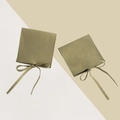 Olive green microfiber jewelry pouch with tie closure and premium velvety texture - Ribbon Style / 7*7cm / Fruit Green