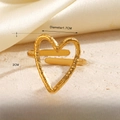 Golden hammered heart open ring in stainless steel with handmade texture detail - Gold Heart Ring 2