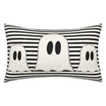 Halloween lumbar pillow cover with ghost pattern and black white stripes in linen texture - Style 11-Striped Three Ghosts Allover