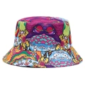 Detail of graffiti bucket hat featuring colorful astronaut and psychedelic space prints - Psychedelic Astronaut Pattern (3)